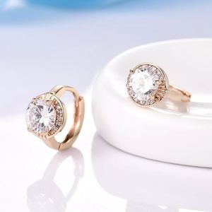 18kgf CZ huggie hoop leverback earrings